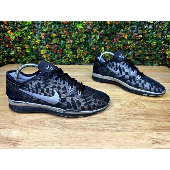 Nike‎ Free Run 5.0 Running Shoes Training Black Hexagon Silver Gray Womens 8 - Picture 2 of 8